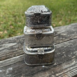 Trio of vintage silver trinket boxes